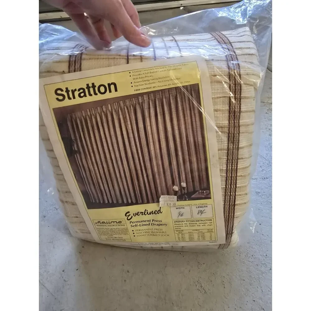 Stratton Everlined Permanent Press Self-Lined Drapes Pair 96 X 84 Vtg Malimo